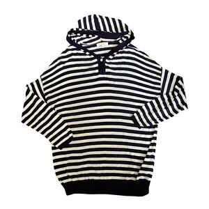 Striped Hooded Shirt - Black & White